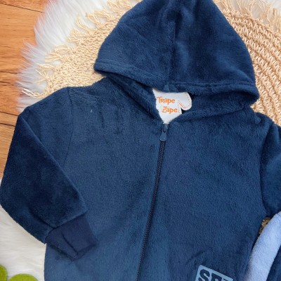 Conj. Jaqueta Seattle com Capuz e Calça de Pelinho - Azul Bebê e Marinho